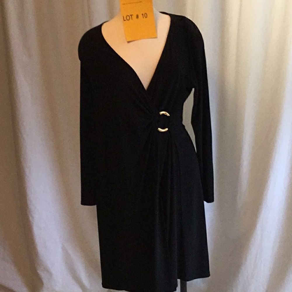 EVAN PICONE black lng sleeve wrap dress in size 10 - Picture 2 of 8